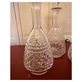 Set of 3 Cut Glass Crystal Decanters w Stoppers Barware 11-13in