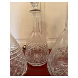 Set of 3 Cut Glass Crystal Decanters w Stoppers Barware 11-13in