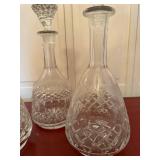 Set of 3 Cut Glass Crystal Decanters w Stoppers Barware 11-13in