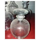4 Clear Glass Decanters with Stoppers Mixed Shapes Barware Set