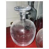 4 Clear Glass Decanters with Stoppers Mixed Shapes Barware Set