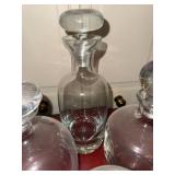 4 Clear Glass Decanters with Stoppers Mixed Shapes Barware Set
