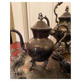 Vintage Silverplate Tea Coffee Service Set Tray 6 Pc Ornate Victorian