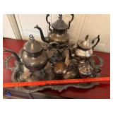 Vintage Silverplate Tea Coffee Service Set Tray 6 Pc Ornate Victorian