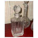 Waterford & Cut Crystal Decanter Lot 3 Pc Barware w Stoppers