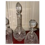 Waterford & Cut Crystal Decanter Lot 3 Pc Barware w Stoppers