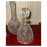 Waterford & Cut Crystal Decanter Lot 3 Pc Barware w Stoppers