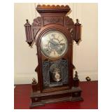 Antique Victorian Gingerbread Mantel Clock Wood Case 21in Parts Repair