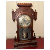 Antique Victorian Gingerbread Mantel Clock Wood Case 21in Parts Repair