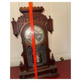 Antique Victorian Gingerbread Mantel Clock Wood Case 21in Parts Repair