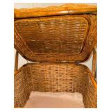 Vintage Wicker Picnic Basket Hinged Lid Swing Handle Natural Brown
