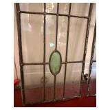 Antique Leaded Stained Glass Window Panels Pair Floral Tulip Design