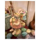 Mixed Easter Decor Lot Basket Eggs Rabbits Fitz & Floyd Accent Pieces