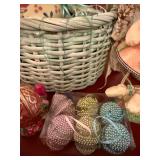 Mixed Easter Decor Lot Basket Eggs Rabbits Fitz & Floyd Accent Pieces