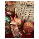 Mixed Easter Decor Lot Basket Eggs Rabbits Fitz & Floyd Accent Pieces