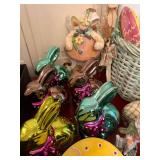 Mixed Easter Decor Lot Basket Eggs Rabbits Fitz & Floyd Accent Pieces