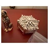 St. John Home Set Including  Leopard Salt and Pepper Shakers, Snowflake Bottle Stopper and Rhinestone Holder Picks