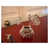 St. John Home Set Including  Leopard Salt and Pepper Shakers, Snowflake Bottle Stopper and Rhinestone Holder Picks