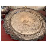 Antique Silverplate Serving Lot Tray Tureen Teapot Creamer Napkin Rings