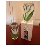 Kosta Boda Tulipa Art Glass Candle Holders Pair w Box Hydman-Vallien