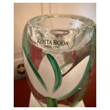 Kosta Boda Tulipa Art Glass Candle Holders Pair w Box Hydman-Vallien