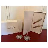St. John Home Snowflake Champagne Flutes & Spreaders Boxed Set