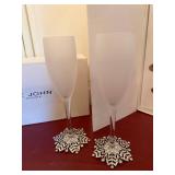 St. John Home Snowflake Champagne Flutes & Spreaders Boxed Set