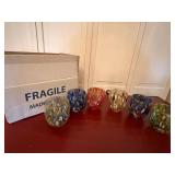 Murano Art Glass Tumblers Set of 6 Multicolor Confetti Italy