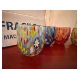 Murano Art Glass Tumblers Set of 6 Multicolor Confetti Italy
