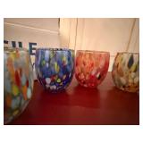 Murano Art Glass Tumblers Set of 6 Multicolor Confetti Italy