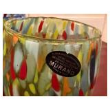 Murano Art Glass Tumblers Set of 6 Multicolor Confetti Italy