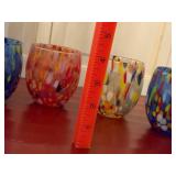 Murano Art Glass Tumblers Set of 6 Multicolor Confetti Italy