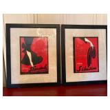 Framed French Advertising Style Prints Set of 2 Black Frames Wall Art
