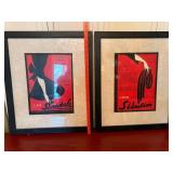 Framed French Advertising Style Prints Set of 2 Black Frames Wall Art
