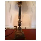 Ornate Figural Swan Table Lamp w Shade 33in Regency Style Good