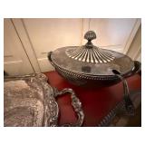 Vintage Silverplate Serving Set Tray Tureen Butter Dish 3 Pc Lot