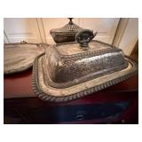 Vintage Silverplate Serving Set Tray Tureen Butter Dish 3 Pc Lot
