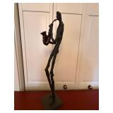 Abstract Metal Jazz Saxophone Player Sculpture 24 in Figural Statue