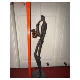 Abstract Metal Jazz Saxophone Player Sculpture 24 in Figural Statue