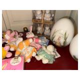 Easter Decor Lot Bunny Eggs Plush Rabbits Tag Shakers Napkins