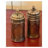 Vintage Cruet & Salt Pepper Shaker Lot Silverplate Glass Rabbit Stand
