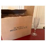 Vintage Cut Glass Champagne Flutes Set of 12 Antique Pattern Boxed