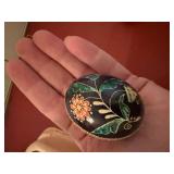 Hand Decorated Pysanky Style Decorative Eggs Folk Art 2 Pc Lot