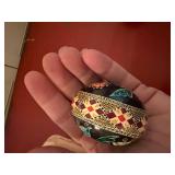 Hand Decorated Pysanky Style Decorative Eggs Folk Art 2 Pc Lot