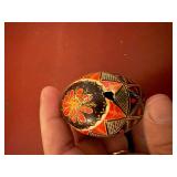 Hand Decorated Pysanky Style Decorative Eggs Folk Art 2 Pc Lot