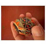 Hand Decorated Pysanky Style Decorative Eggs Folk Art 2 Pc Lot