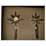Waterford Crystal Bottle Stoppers Pair in Box Star Cut Barware