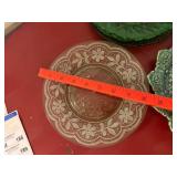 Green Majolica Style Rabbit Plates Serving Platter Glass Plate Lot
