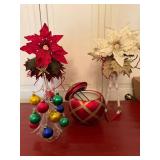 Christmas Decor Lot Poinsettia Elves Ornament Tree Box Mixed Set