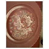 Vintage Pink Frosted Glass Cherub Floral Plates Set of 4 Scalloped
